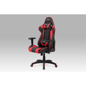 Kancelářská židle KA-F03 RED, červená koženka/černá látka