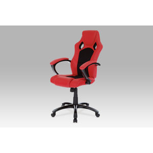 Kancelářská židle KA-N157 RED,  koženka červená/mesh černá
