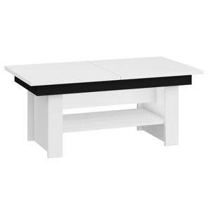 Konferenční stolek MEXICO rozkládací LESK, barva: bílá/černý lesk
