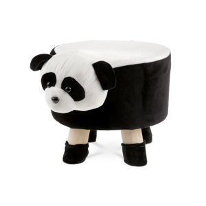 Taburet - panda, bílá a černá látka, dřevěné nohy LA2008