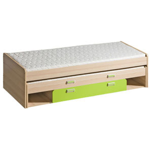 LORENTO, postel L16, jasan/limetka,včetně matrací