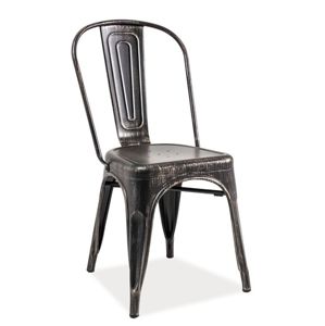 Jídelní kovová židle LOFT, černá přetíraná