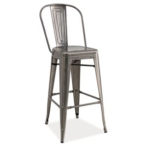 Barová kovová židle LOFT H-1, kartáčovaná ocel