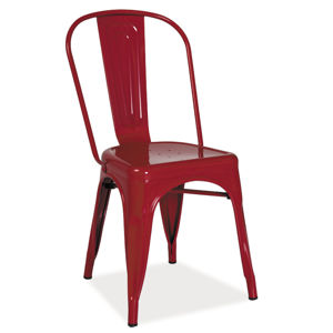 Jídelní kovová židle LOFT, červená