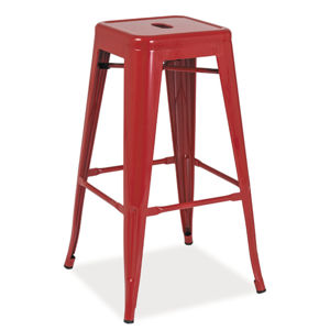 Barová kovová židle LONG, červená