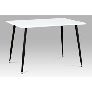 Jídelní stůl MDT-672 WT 120x80 cm, bílý mat + nohy černý lak