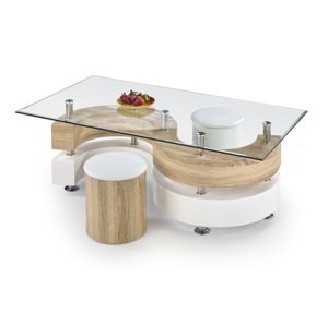 Konferenční stolek NINA 4, dub sonoma/bílá
