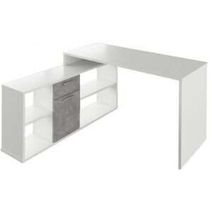 PATAIKOS psací stůl, bílá/beton, Z EXPOZICE PRODEJNY, II. jakost
