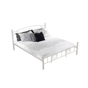 Kovová postel BRITA 180 x 200 vč. roštu, bílá