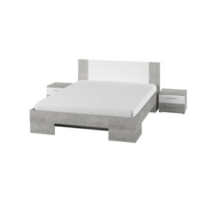 VERA postel 180x200 cm s nočními stolky, beton colorado/bílá