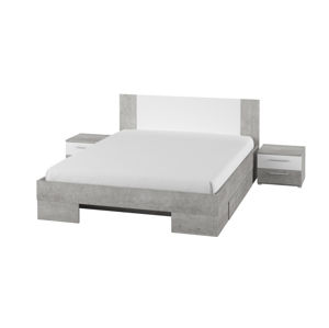 VERA II postel 160x200 cm s nočními stolky, beton colorado/bílá