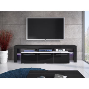 Televizní stolek RTV BETA 150 Plus, bílá/černý lesk