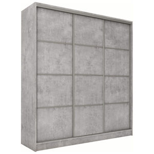 Šatní skříň LITOLARIS 180 bez zrcadla, se 4 šuplíky a 2 šatními tyčemi, beton