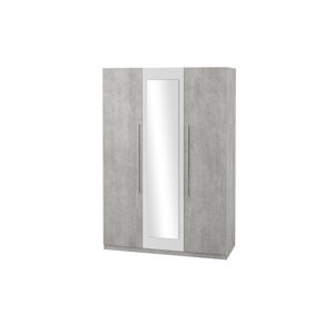 VERA třídveřová skříň se zrcadlem, beton colorado/bílá