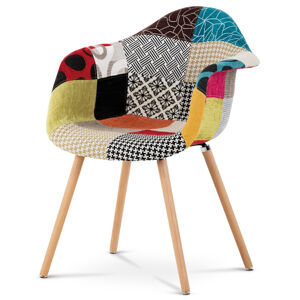 Jídelní židle WUTAI, látka patchwork/masiv buk