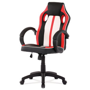 Herní židle SOTHIS, červená, bílá a černá ekokůže