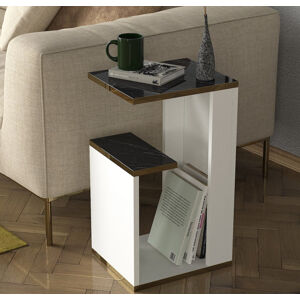 Odkládací stolek MIRAM, bílá/marble