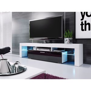 Televizní stolek VERA MINI, 138 bílá/černá vysoký lesk