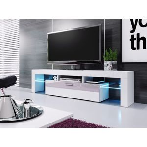 Televizní stolek VERA MINI, 138 bílá/bílá vysoký lesk