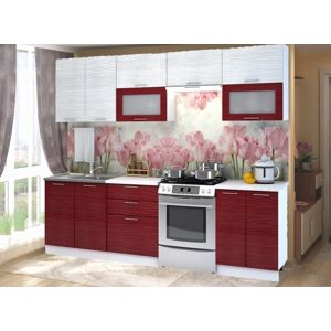 Kuchyně VALERIA 200/260 cm červený + bílý lesk