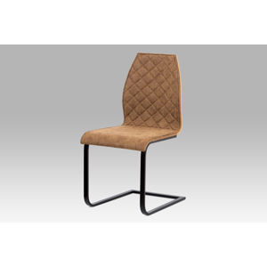 Jídelní židle WE-5024 BR3, látka hnědá/MDF dub/kov matná černá