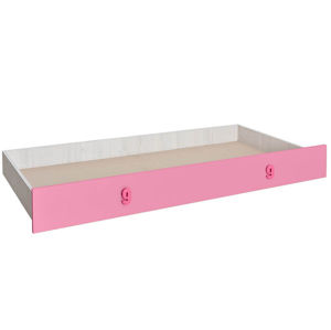 Zásuvka pod postel STUKIN, dub bílý/růžová