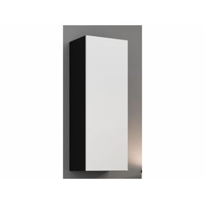 Závěsná vitrína KEAGEN 90 cm - plná dvířka, černá/bílý lesk