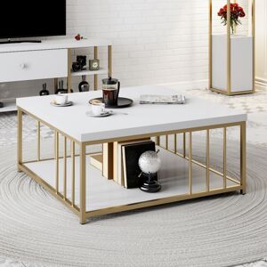 Konferenční stolek DISTLER, bílá/zlatá